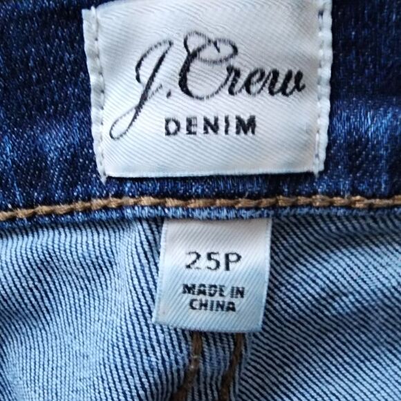 J.Crew Denim 25P Petite Mid-Rise Cigarette Jeans Blue Stretch Cotton Blend - Picture 3 of 8